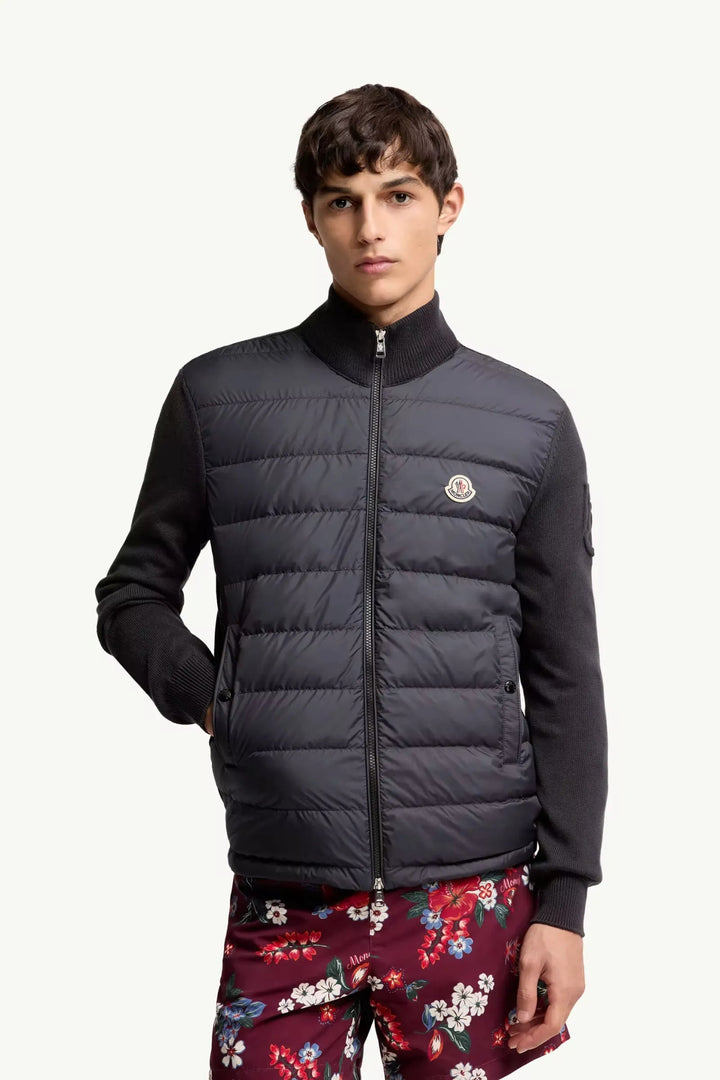 MONCLER - Cardigan zippé en coton matelassé Dark Blue - Lothaire
