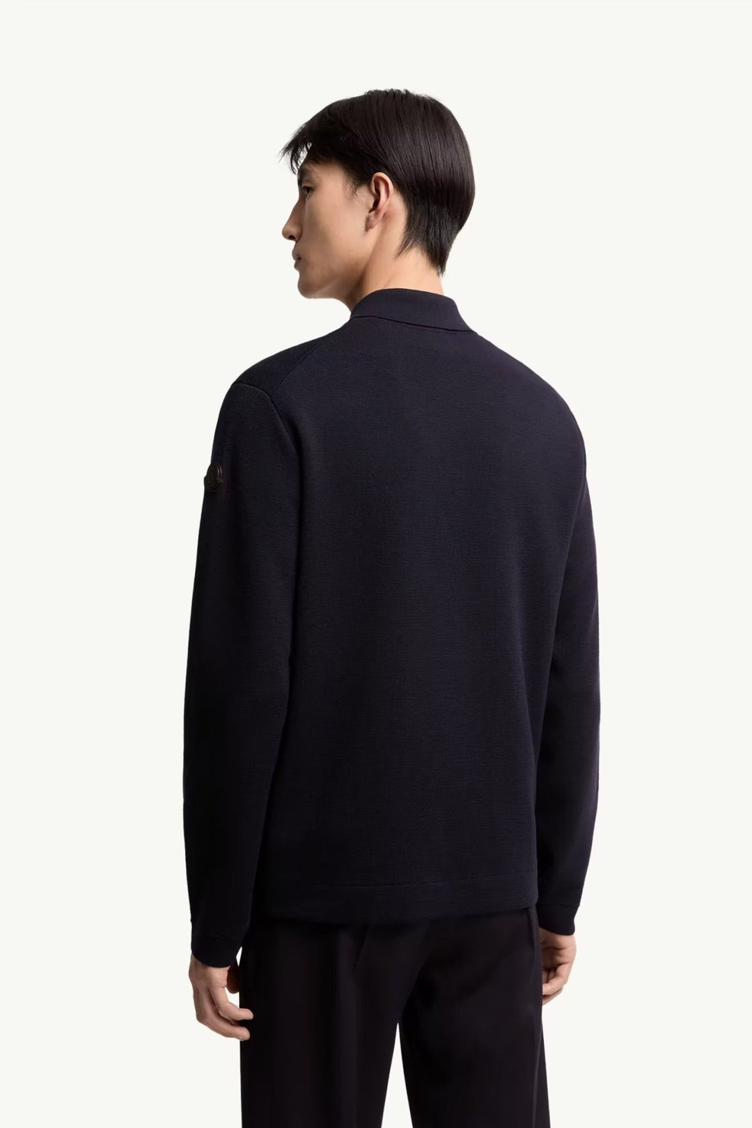 MONCLER - Cardigan zippé en laine à logo en cuir bleu - Lothaire