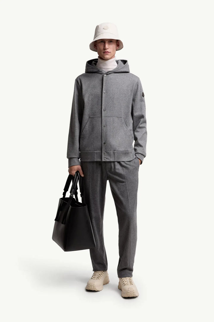 MONCLER - Cardigan zippé en laine mélangée gris - Lothaire