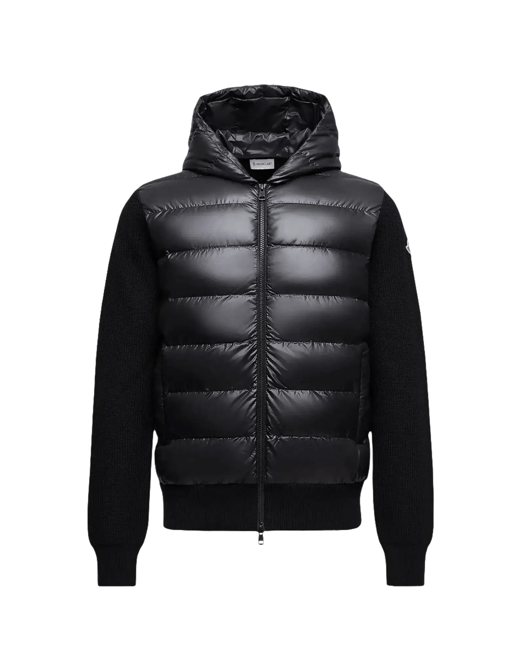 MONCLER - Cardigan zippé matelassé à capuche en laine noir - Lothaire
