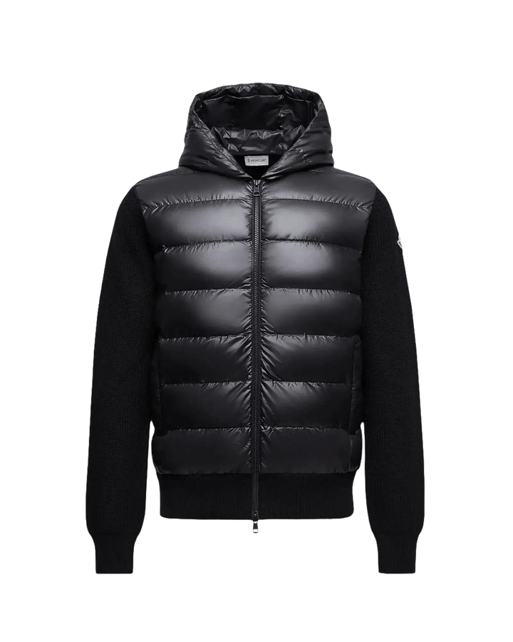 MONCLER - Cardigan zippé matelassé à capuche en laine noir - Lothaire