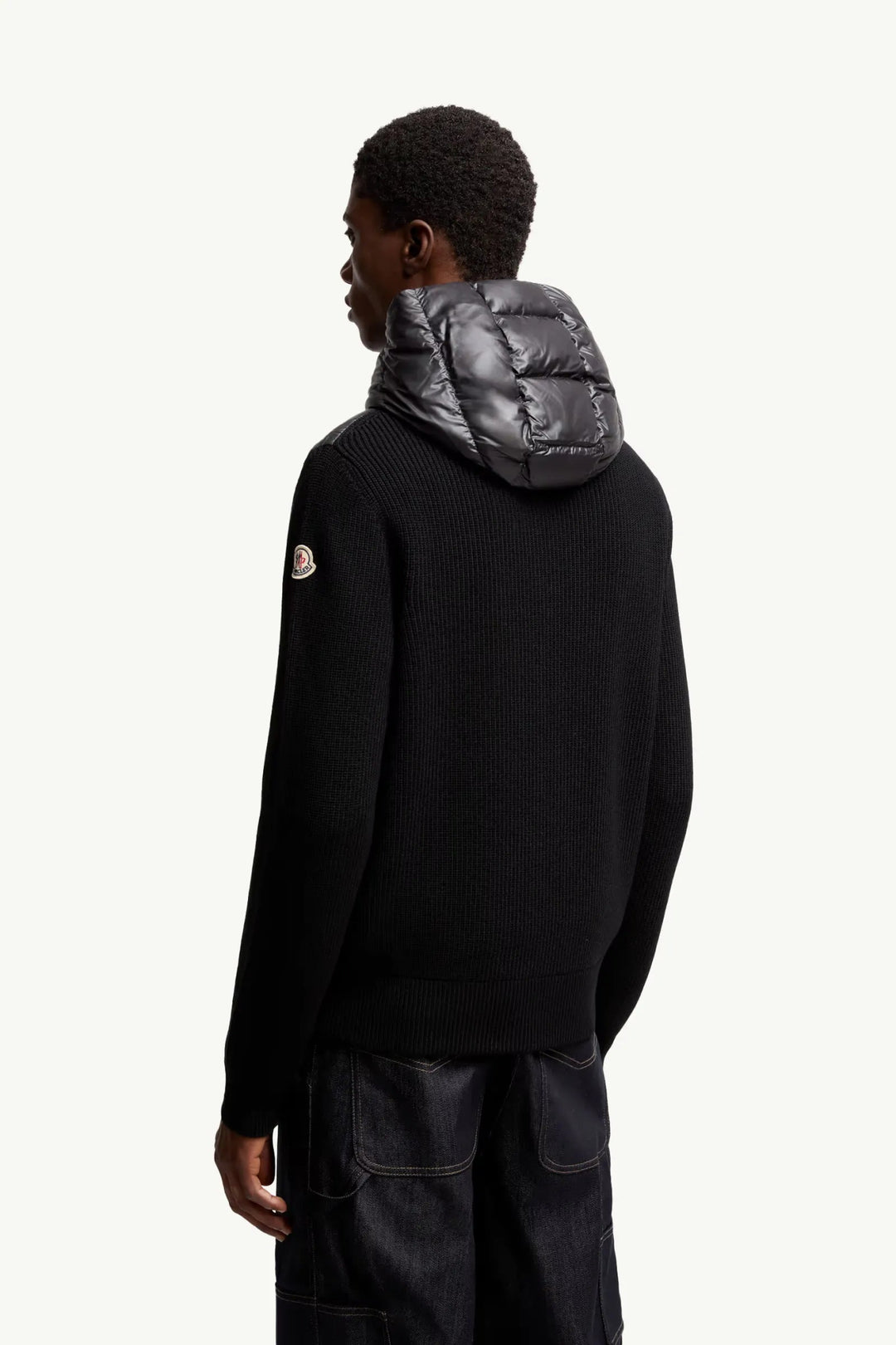 MONCLER - Cardigan zippé matelassé à capuche en laine noir - Lothaire