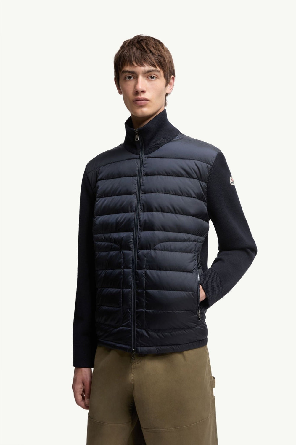 MONCLER – Cardigan zippé matelassé Bleu marine - Lothaire