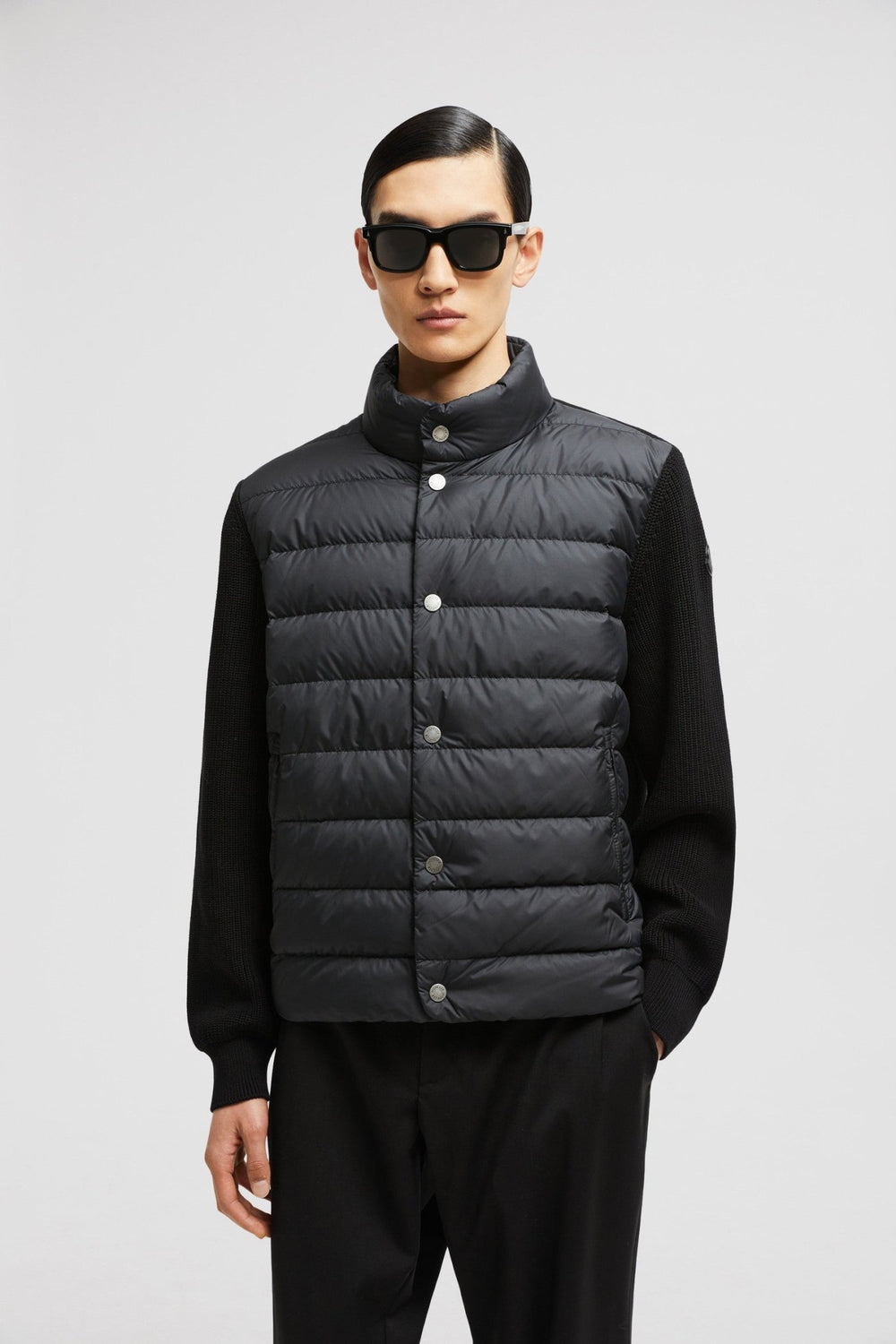 MONCLER - Cardigan zippé matelassé en coton bleu - Lothaire