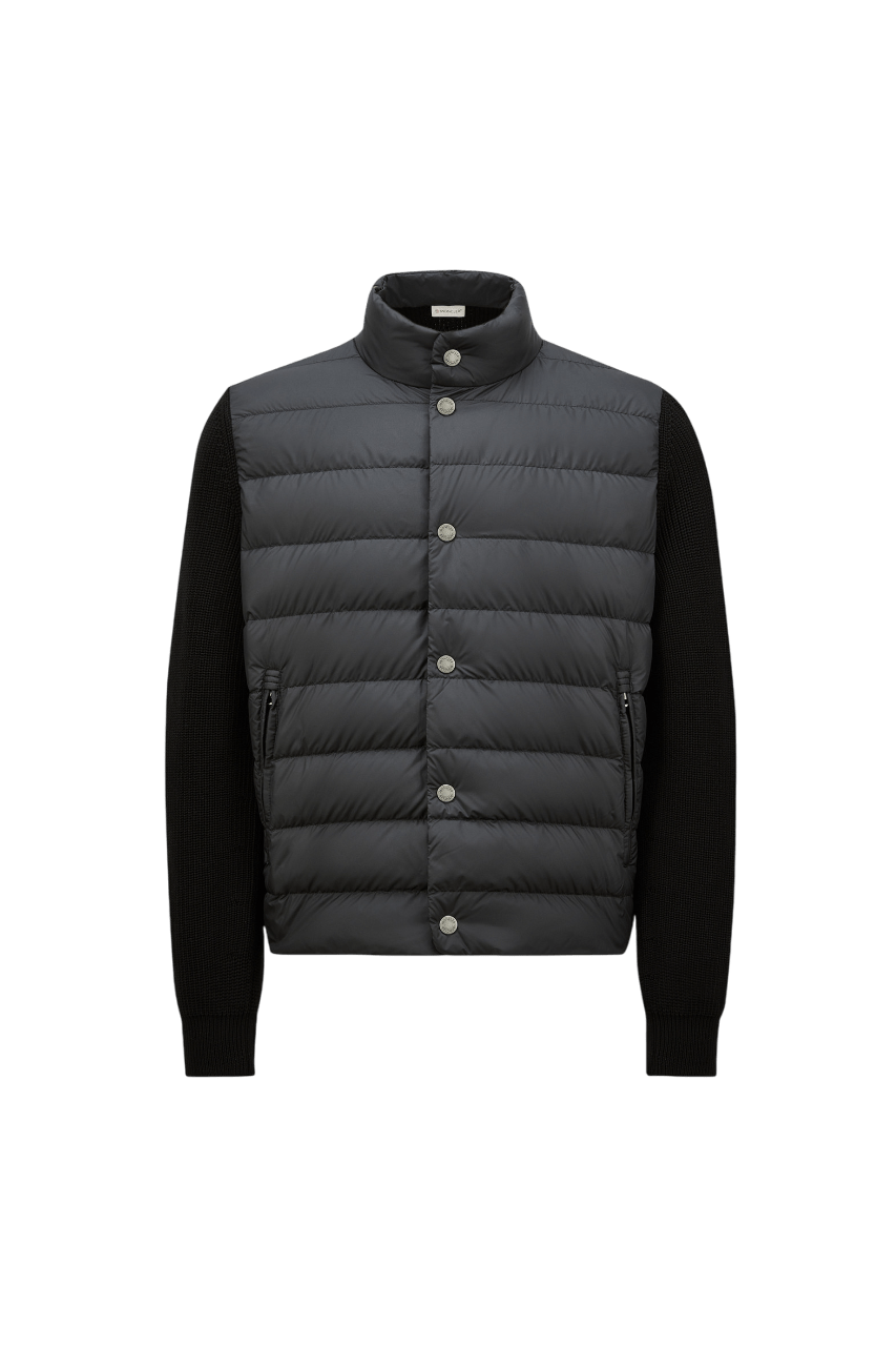 MONCLER - Cardigan zippé matelassé en coton bleu - Lothaire