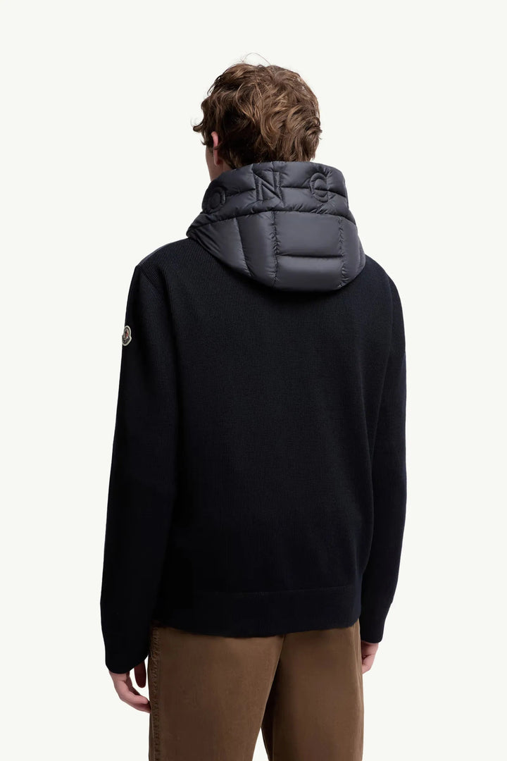 MONCLER - Cardigan zippé matelassé en laine bleu - Lothaire