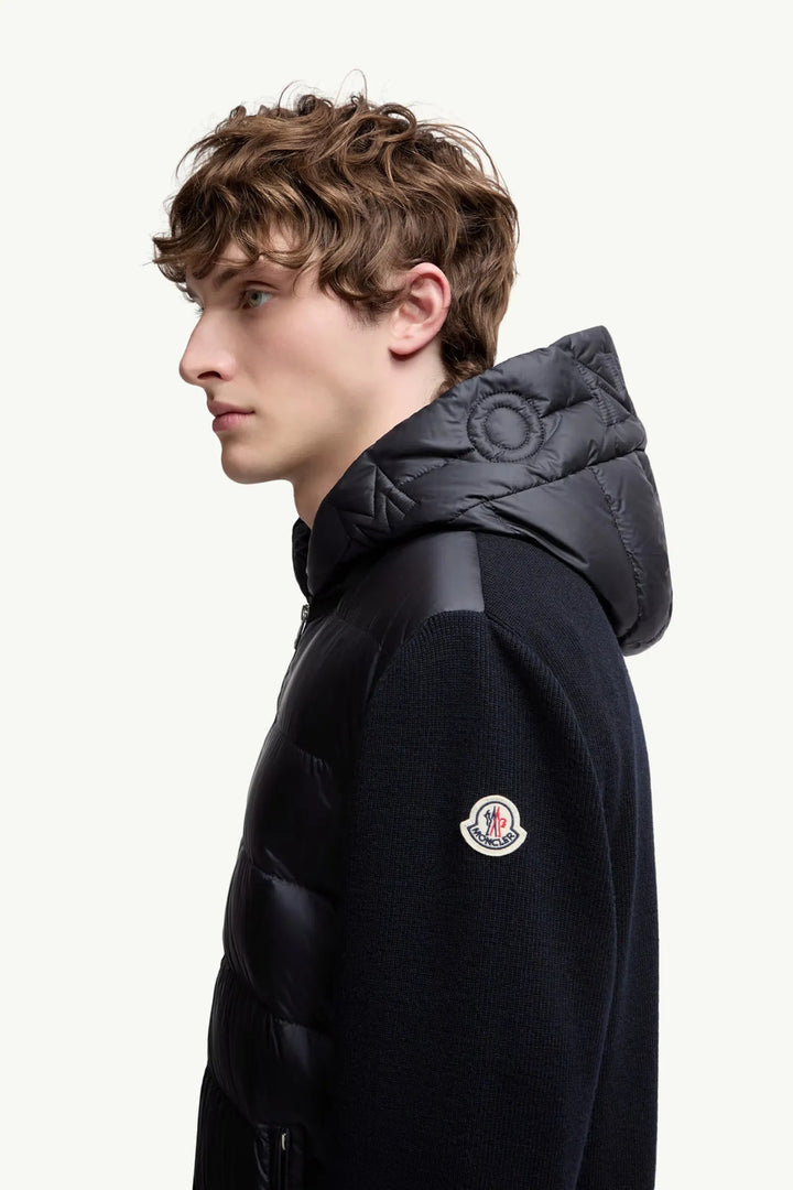 MONCLER - Cardigan zippé matelassé en laine bleu - Lothaire