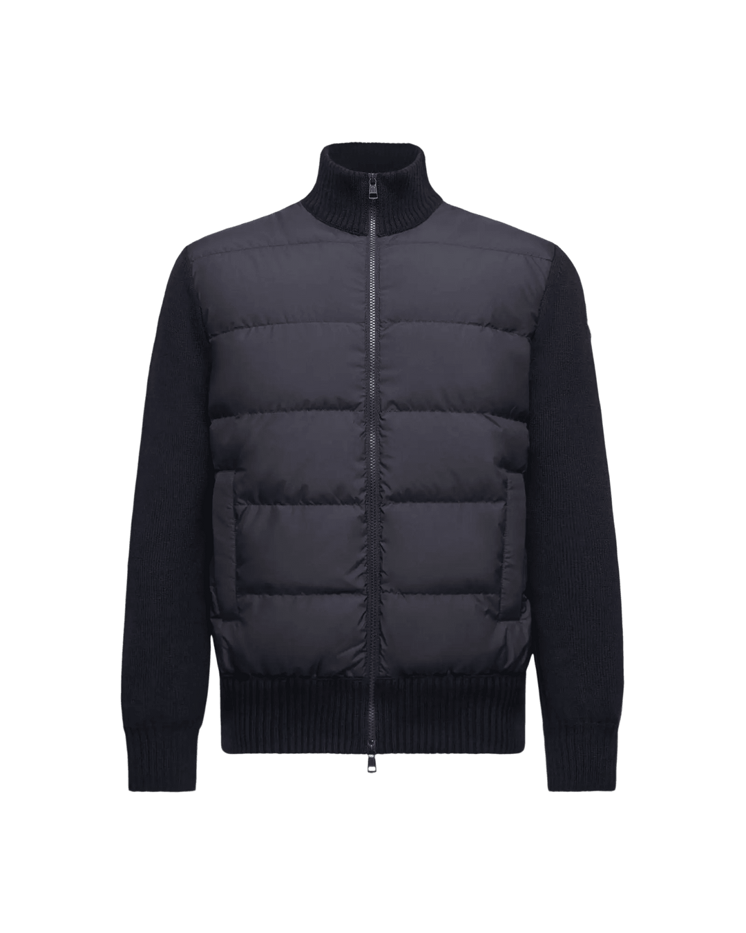 MONCLER – Cardigan zippé matelassé en laine Bleu marine - Lothaire