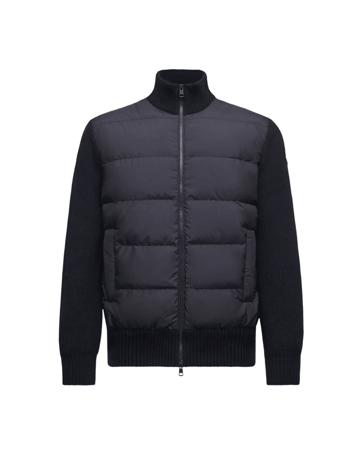 MONCLER – Cardigan zippé matelassé en laine Bleu marine - Lothaire