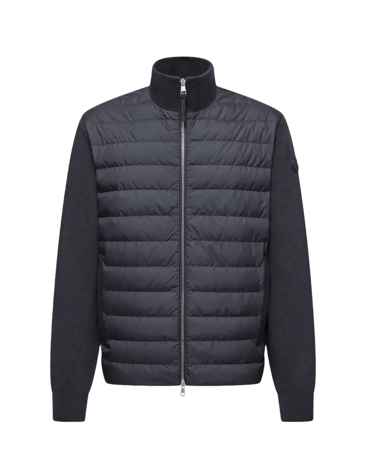 MONCLER - Cardigan zippé matelassé en laine et cachemire bleu - Lothaire