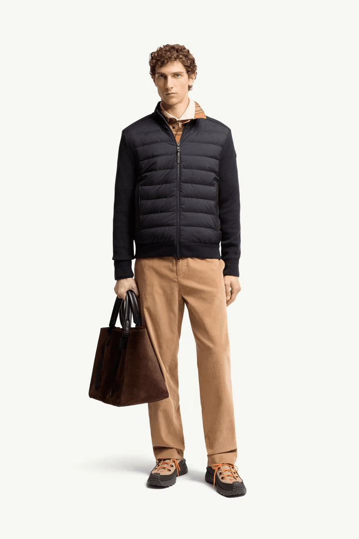MONCLER - Cardigan zippé matelassé en laine et cachemire Bleu marine - Lothaire