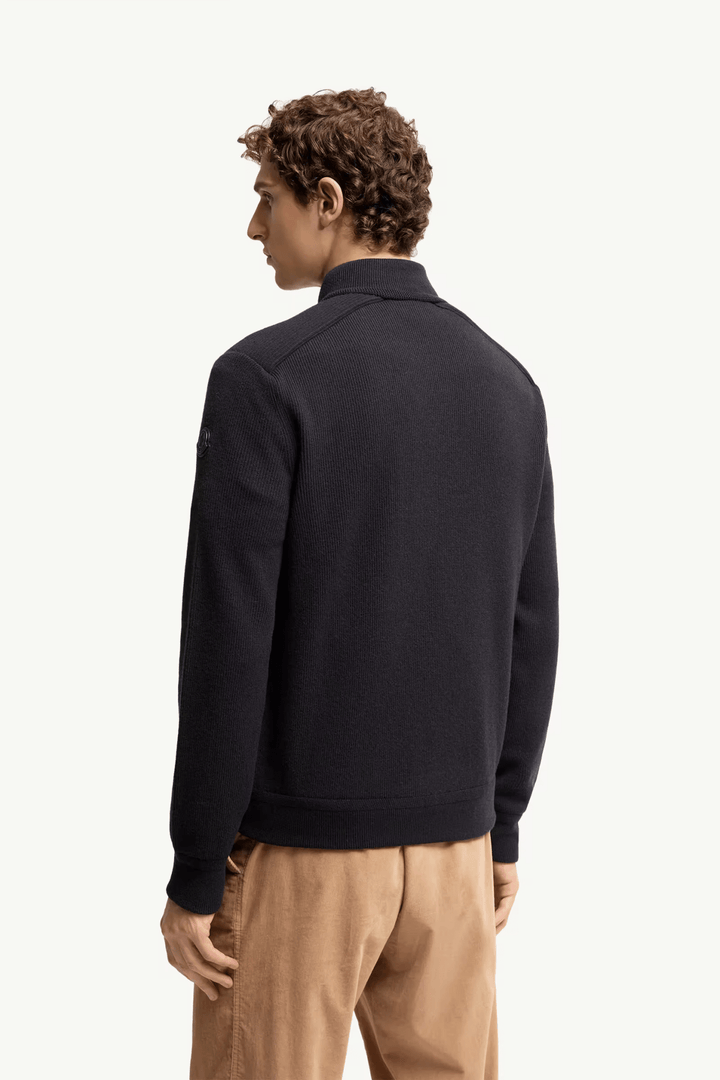MONCLER - Cardigan zippé matelassé en laine et cachemire Bleu marine - Lothaire