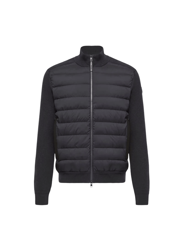 MONCLER - Cardigan zippé matelassé en laine et cachemire Bleu marine - Lothaire