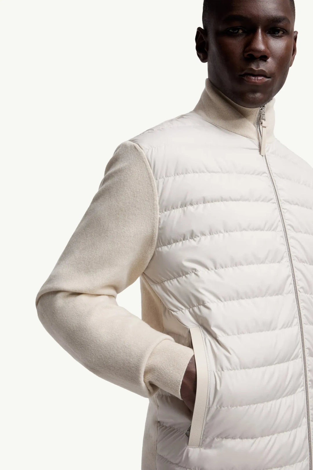 MONCLER - Cardigan zippé matelassé en laine et cachemire écru - Lothaire