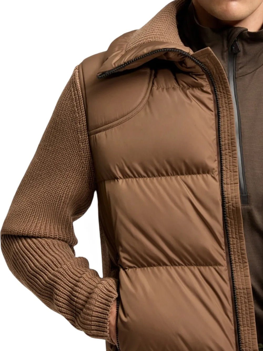MONCLER - Cardigan Zippé Matelassé en Laine Marron Clair - Lothaire