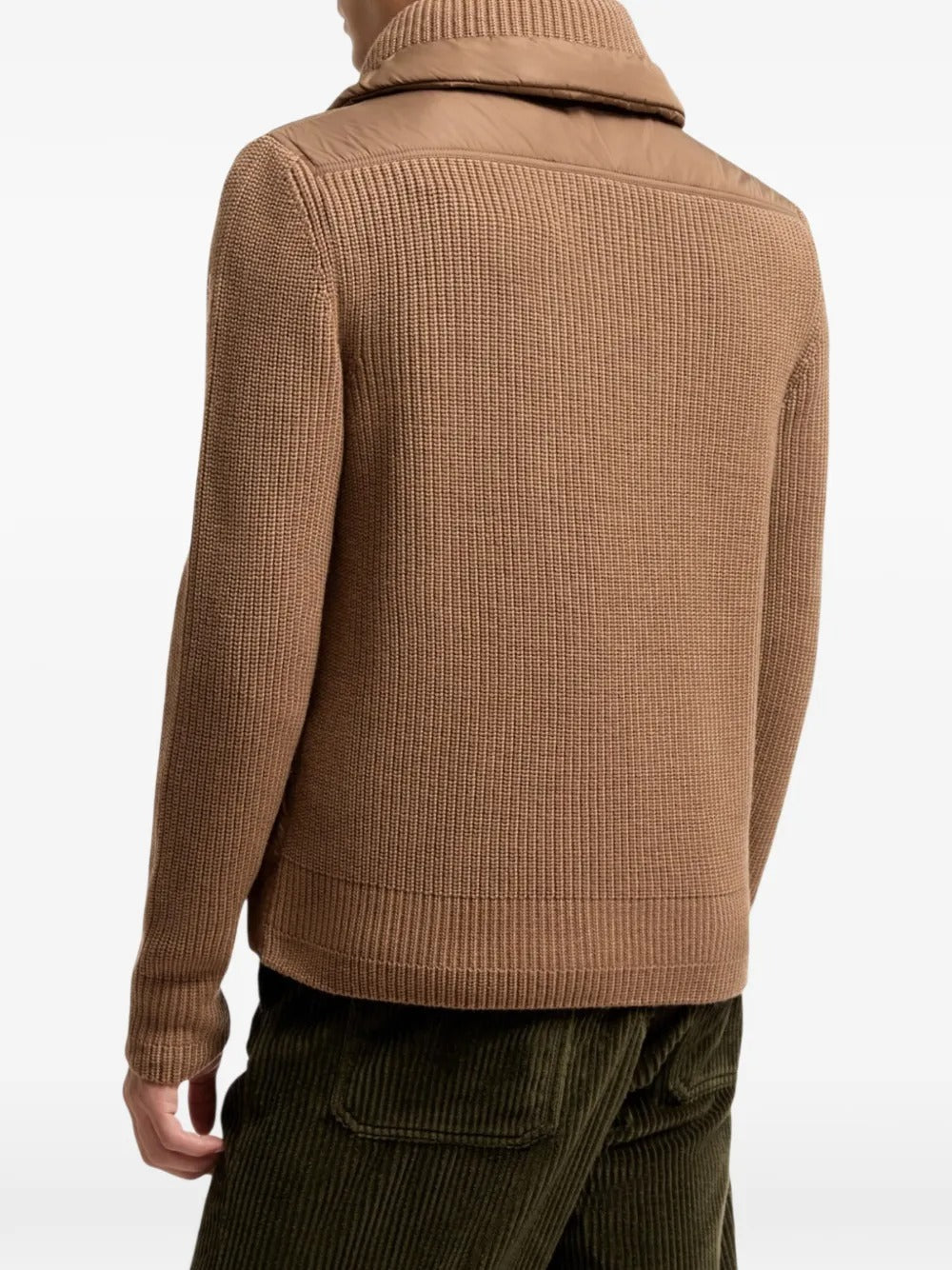 MONCLER - Cardigan Zippé Matelassé en Laine Marron Clair - Lothaire