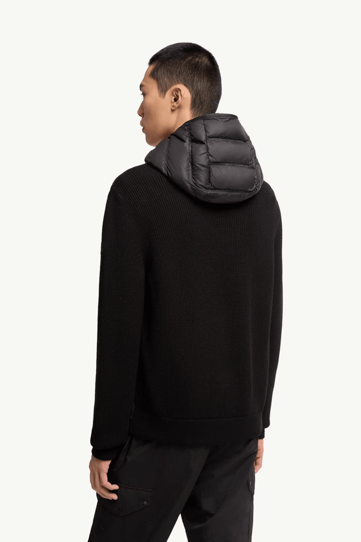 MONCLER - Cardigan zippé matelassé en laine Noir - Lothaire
