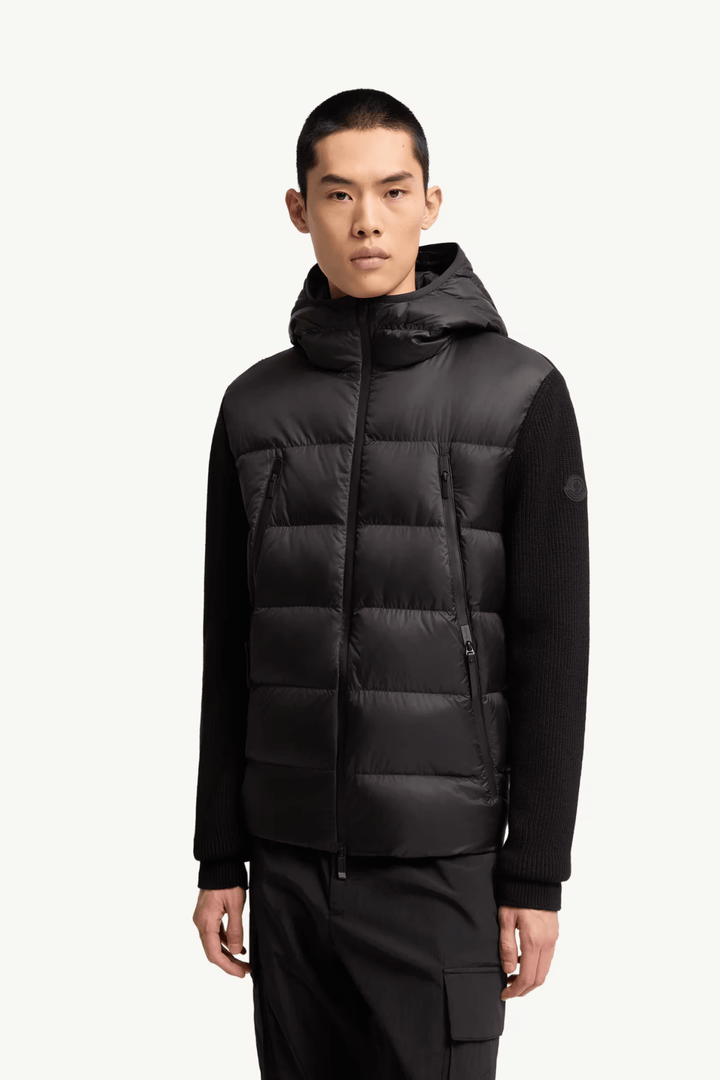 MONCLER - Cardigan zippé matelassé en laine Noir - Lothaire