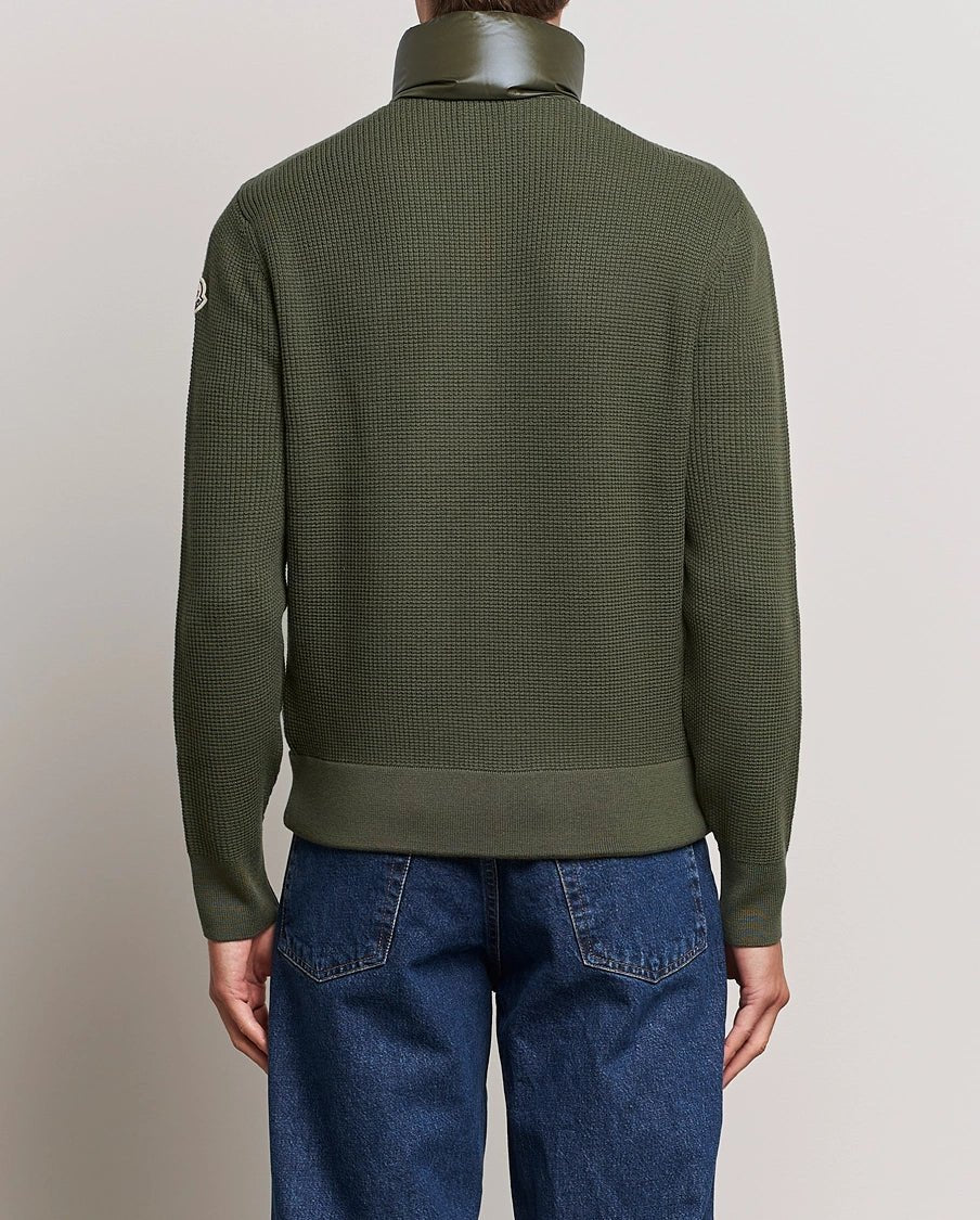 MONCLER - Cardigan zippé matelassé en laine Vert foncé - Lothaire