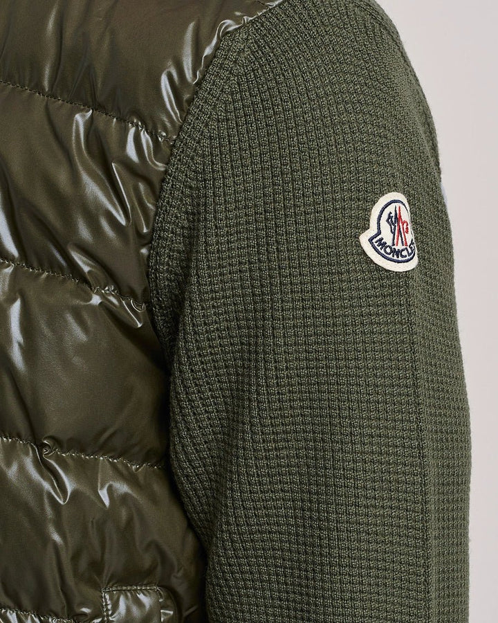 MONCLER - Cardigan zippé matelassé en laine Vert foncé - Lothaire