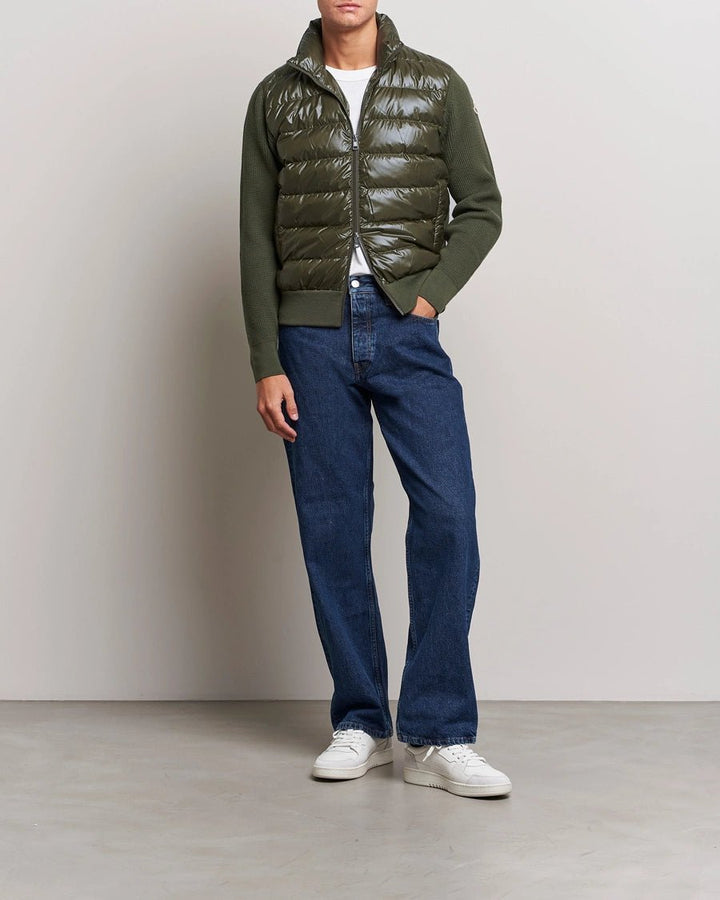 MONCLER - Cardigan zippé matelassé en laine Vert foncé - Lothaire