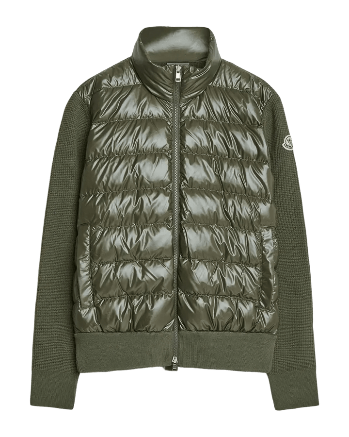 MONCLER - Cardigan zippé matelassé en laine Vert foncé - Lothaire