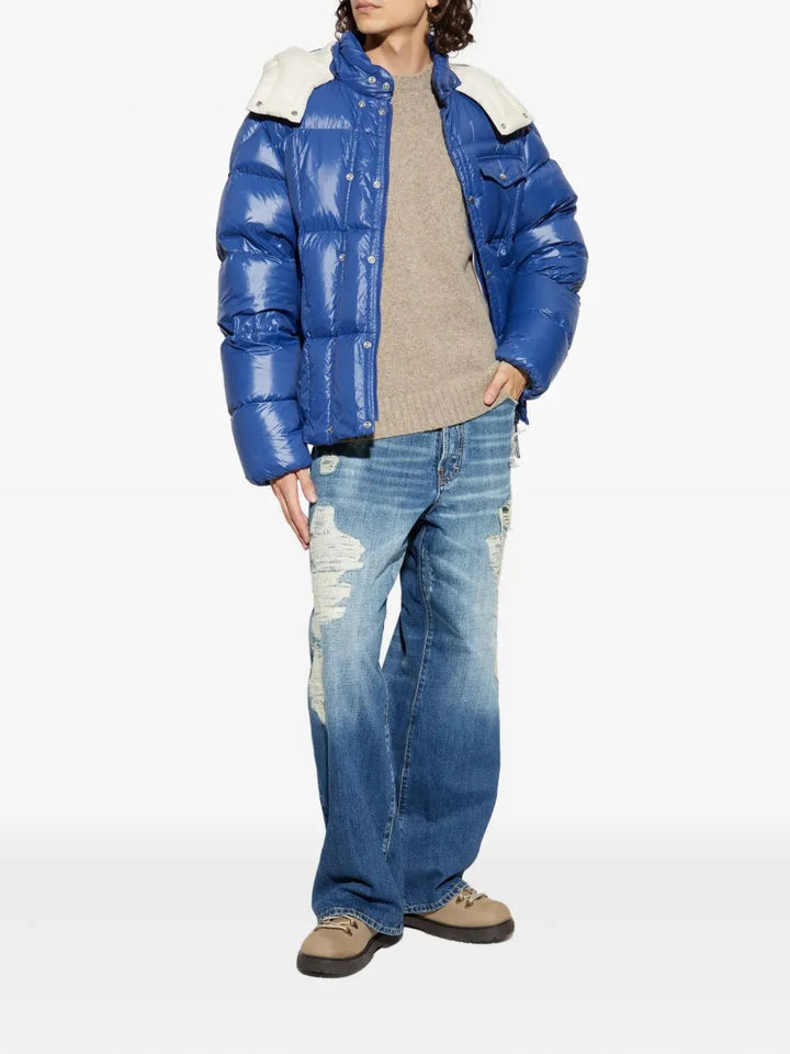 MONCLER - Doudoune courte à capuche Serfanto bleu - Lothaire