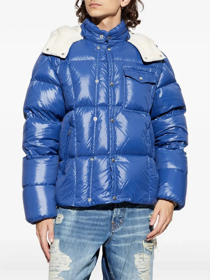 MONCLER - Doudoune courte à capuche Serfanto bleu - Lothaire