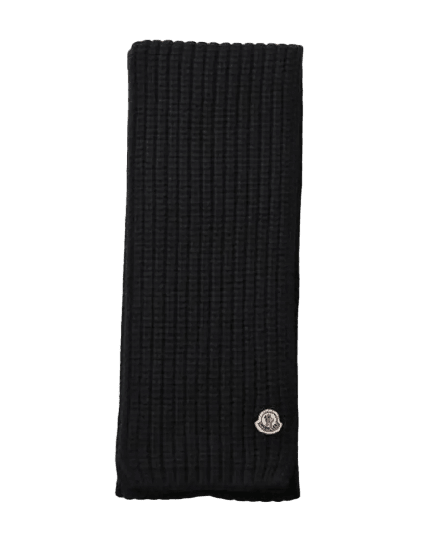 MONCLER – Écharpe en maille côtelée avec écusson logo Noir - Lothaire
