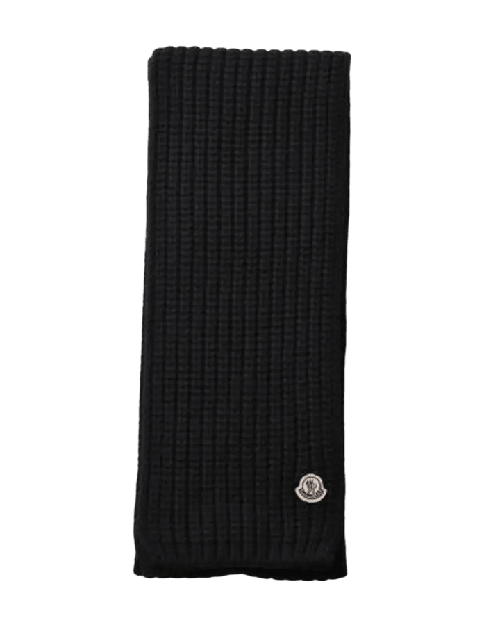 MONCLER – Écharpe en maille côtelée avec écusson logo Noir - Lothaire