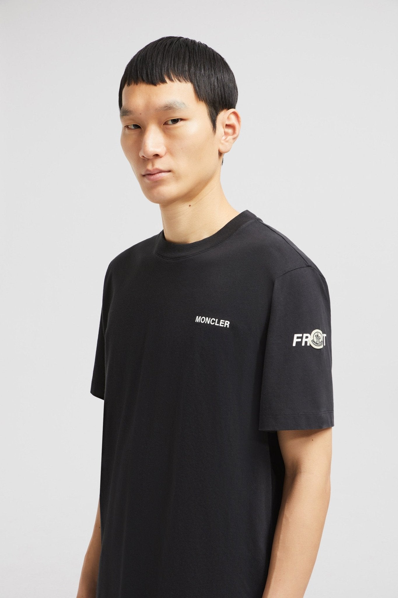MONCLER GENIUS - T-shirt en coton à maxi logo Moncler x FRGMT noir