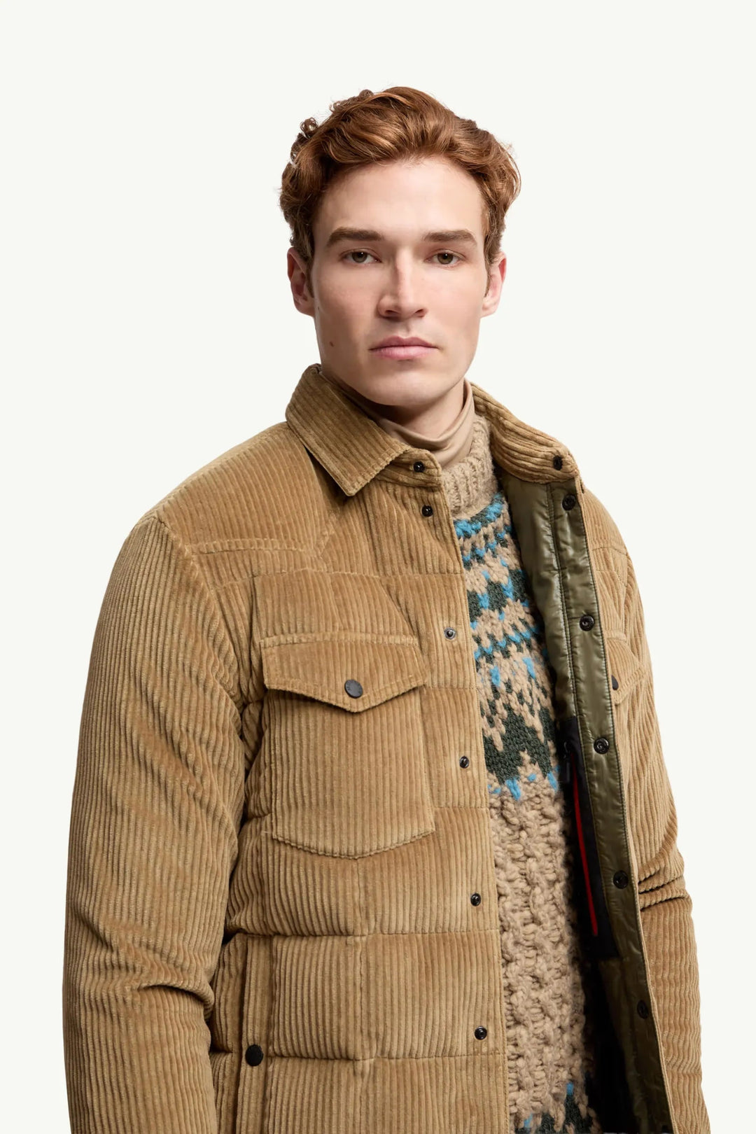 MONCLER GRENOBLE - Doudoune - chemise Gelt côtelée marron stone - Lothaire