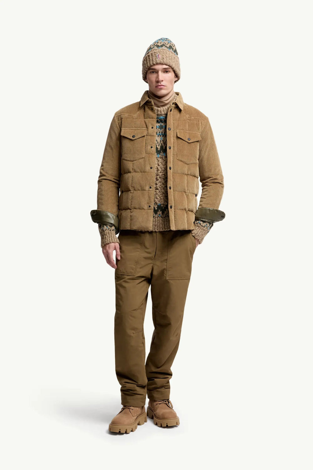 MONCLER GRENOBLE - Doudoune - chemise Gelt côtelée marron stone - Lothaire