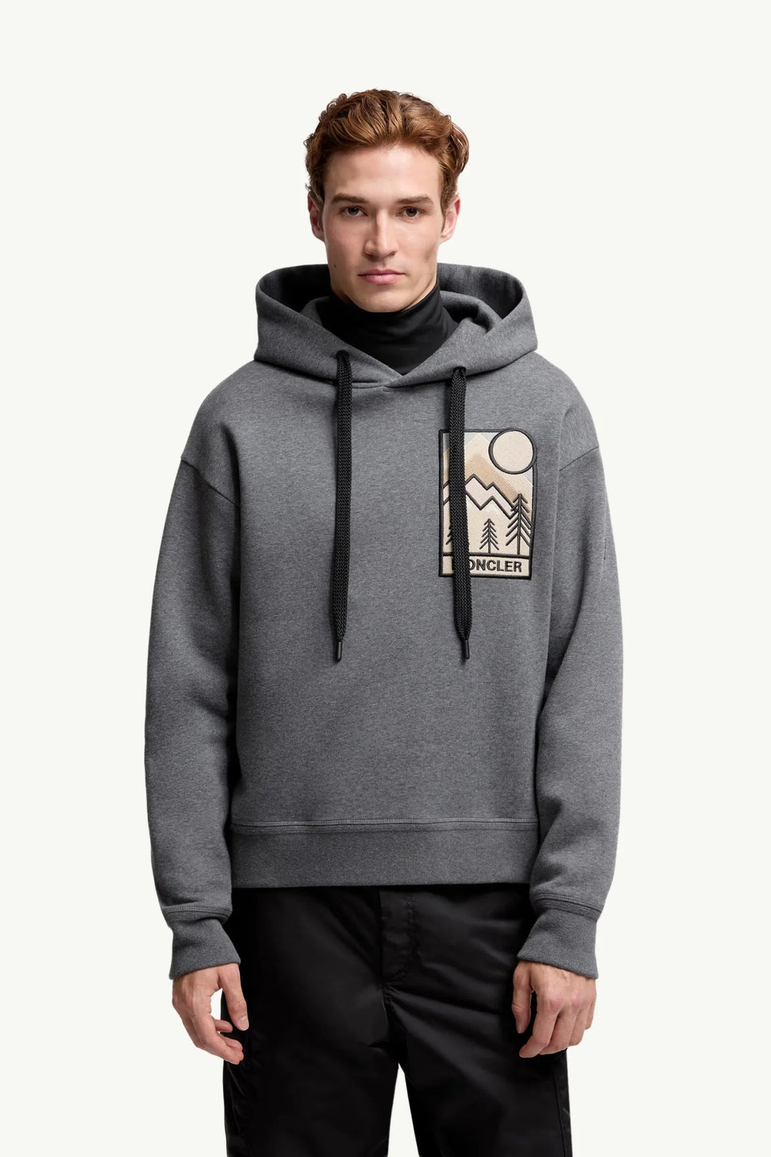 MONCLER GRENOBLE - Sweat à capuche en coton mélangé à logo montagne gris - Lothaire