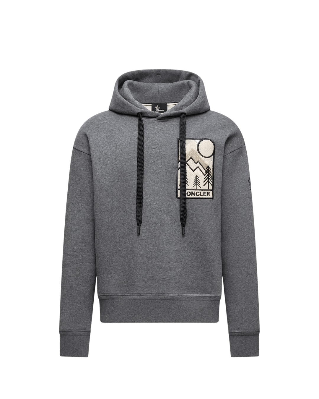 MONCLER GRENOBLE - Sweat à capuche en coton mélangé à logo montagne gris - Lothaire