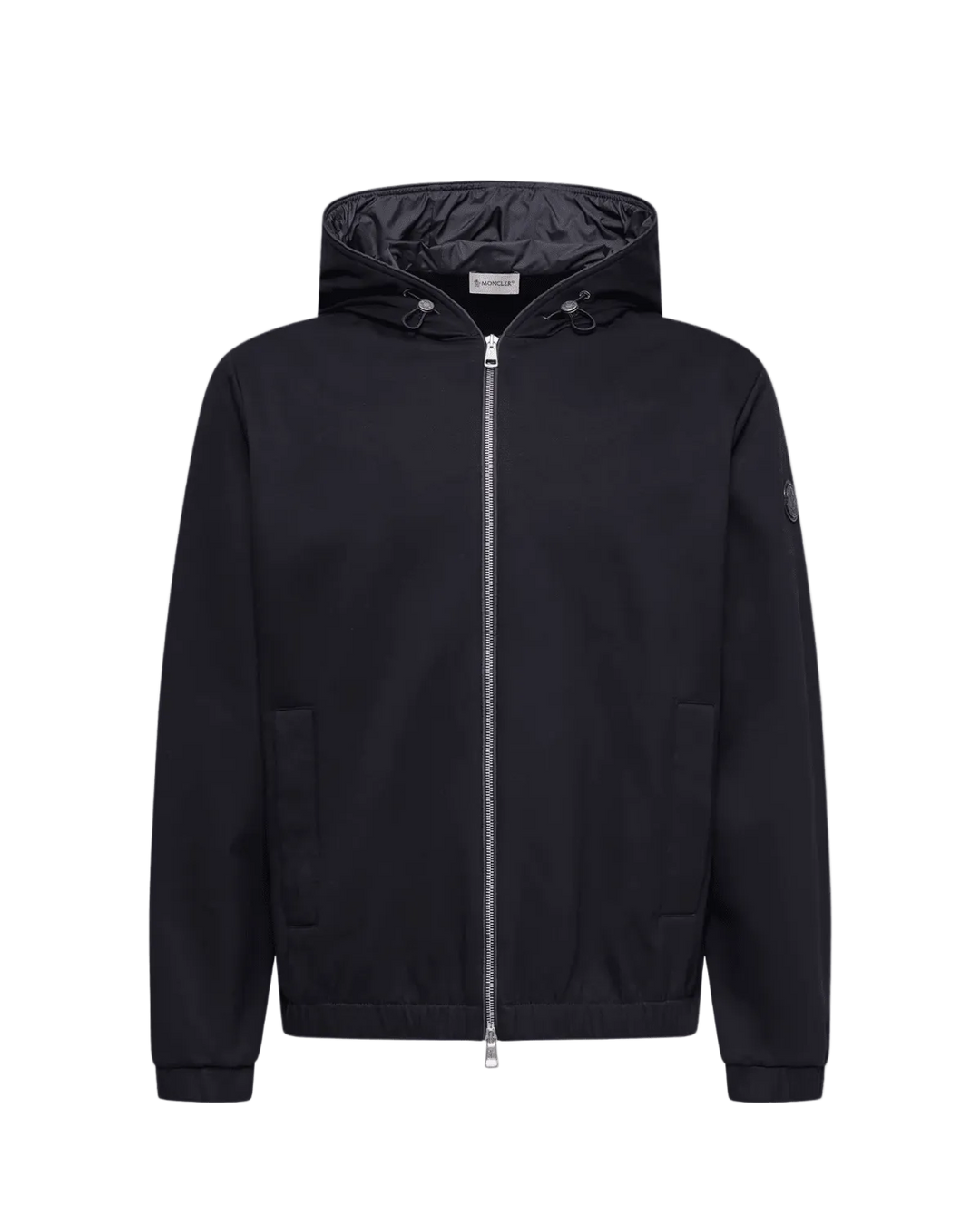 MONCLER - Leather Logo Cotton Blend Zip - Up Hoodie Marine - Lothaire