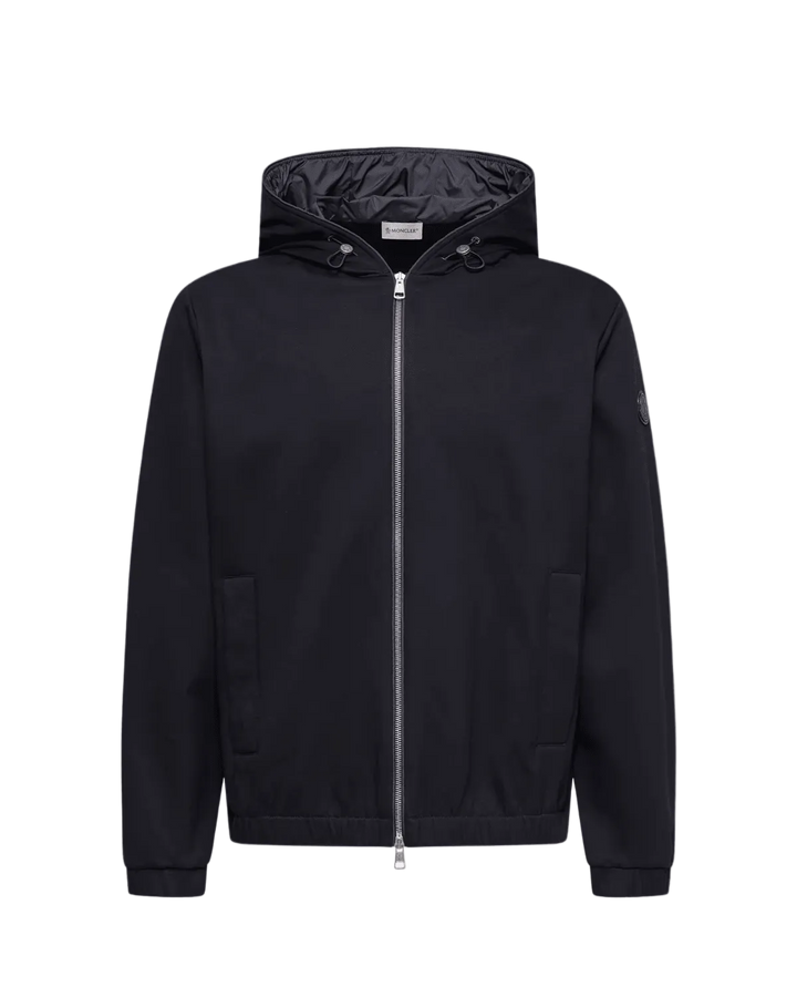 MONCLER - Leather Logo Cotton Blend Zip - Up Hoodie Marine - Lothaire