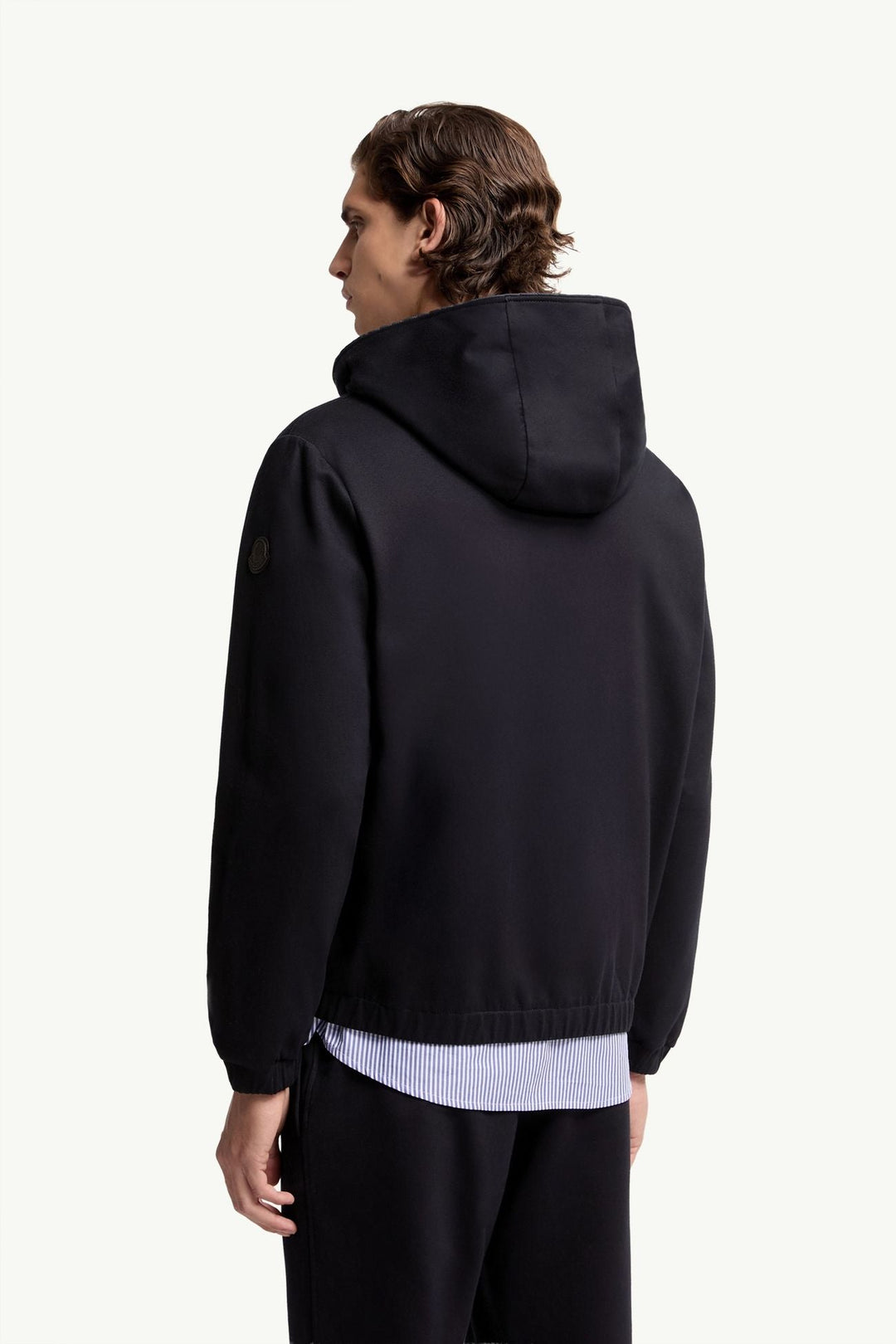 MONCLER - Leather Logo Cotton Blend Zip - Up Hoodie Marine - Lothaire
