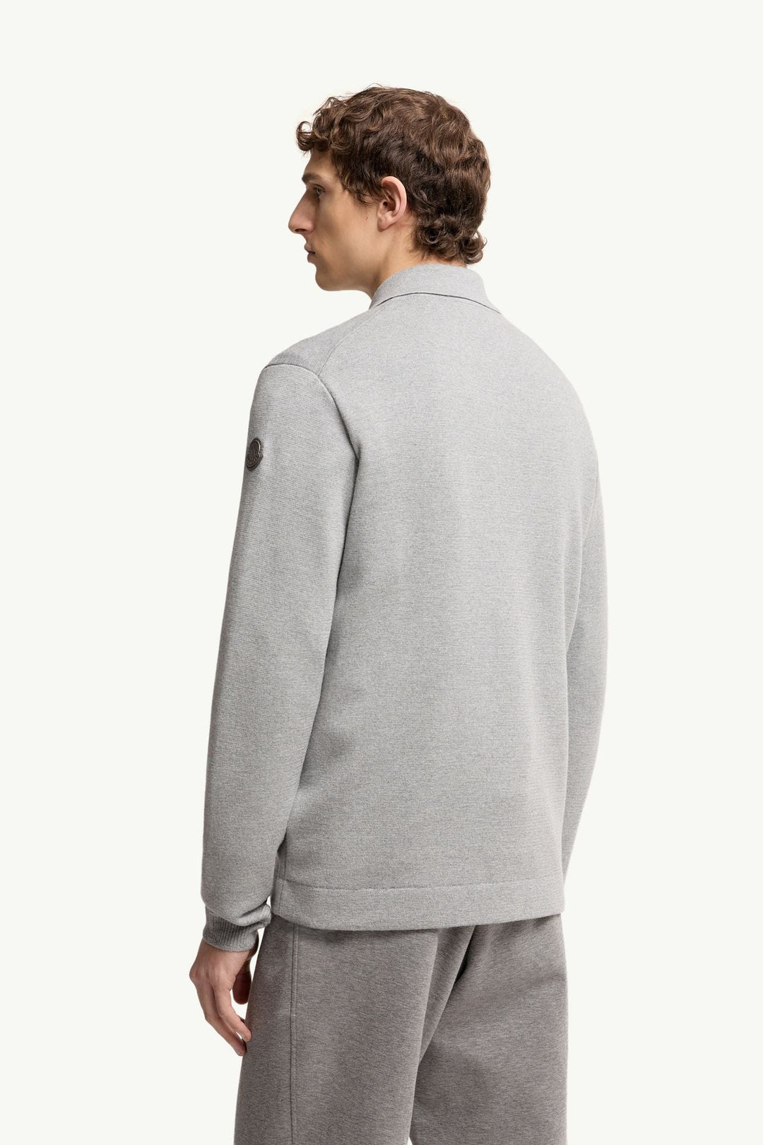 MONCLER - Leather Logo Wool Zip - Up Cardigan Gris - Lothaire