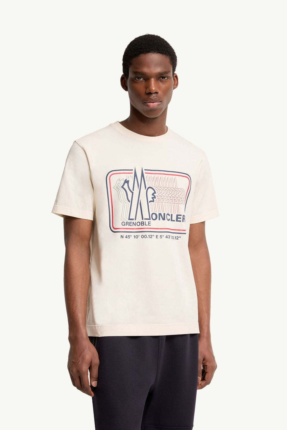 MONCLER - Logo Cotton Blend T-Shirt Beige clair - Lothaire