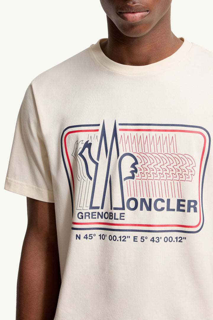 MONCLER - Logo Cotton Blend T-Shirt Beige clair - Lothaire