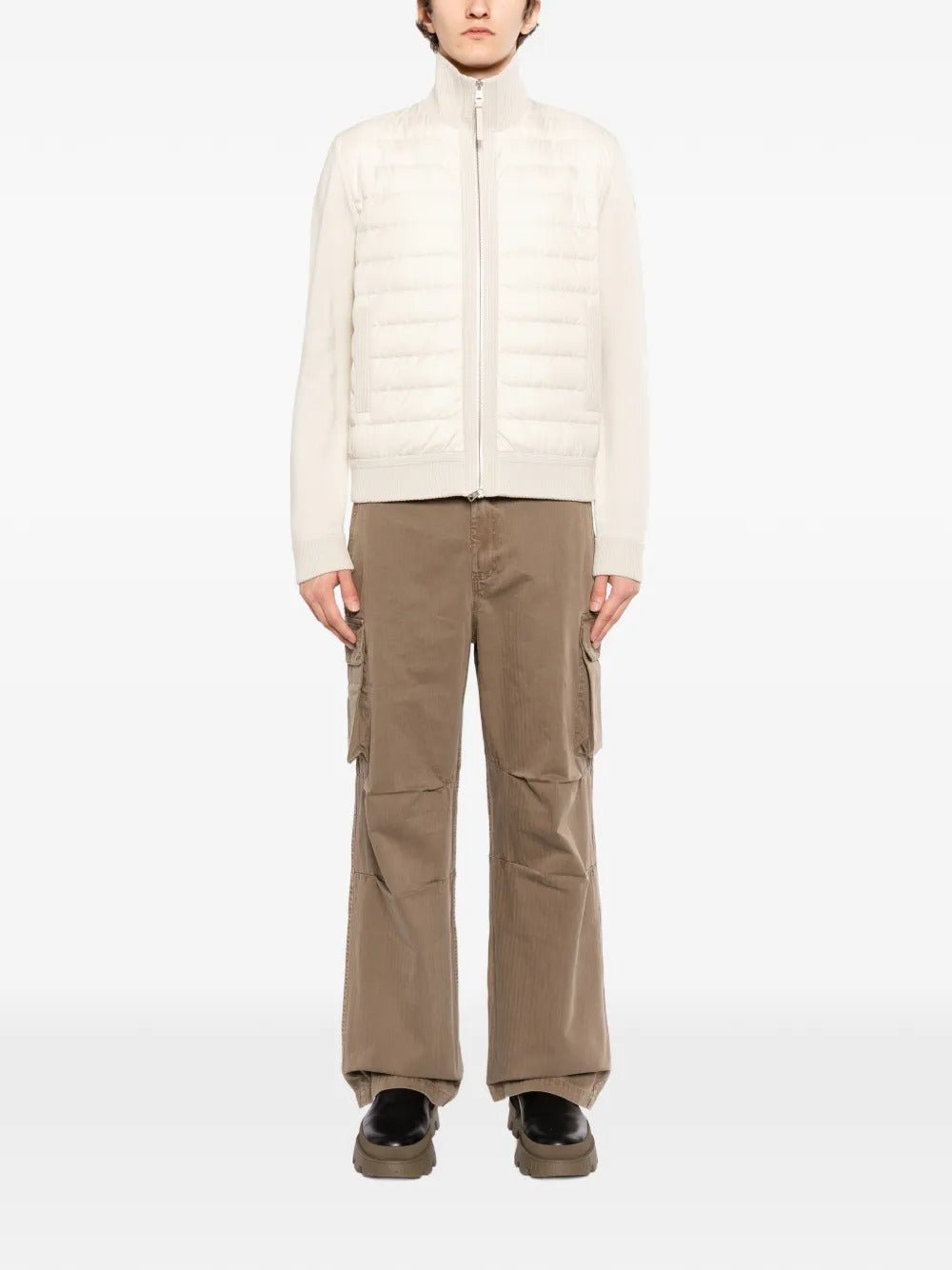 MONCLER - Padded Zip - Up Wool Cardigan beige - Lothaire