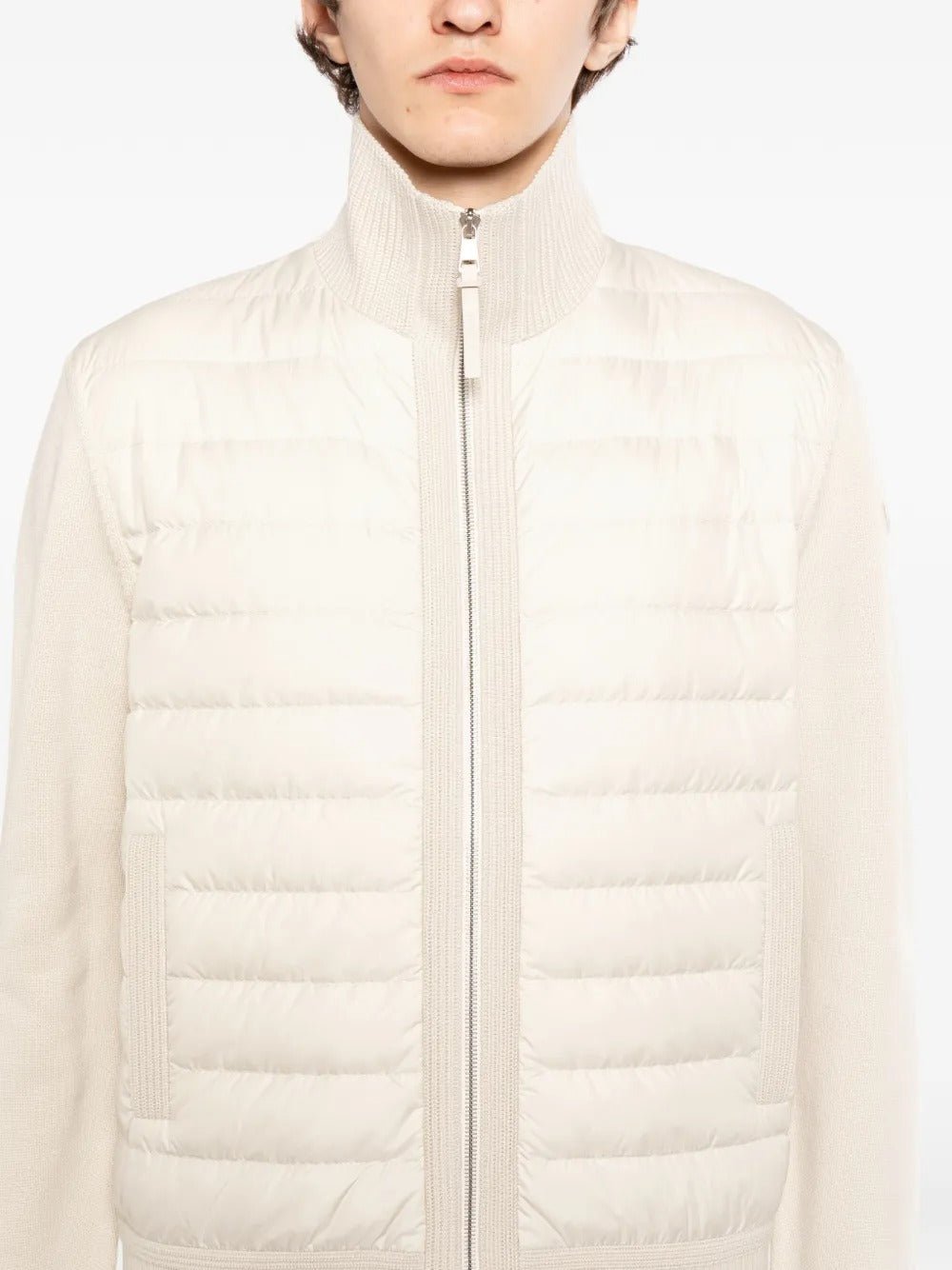 MONCLER - Padded Zip - Up Wool Cardigan beige - Lothaire