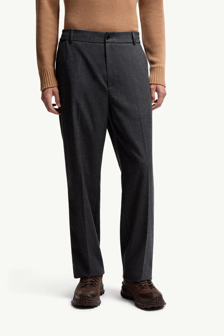 MONCLER - Pantalon en flanelle de laine gris - Lothaire