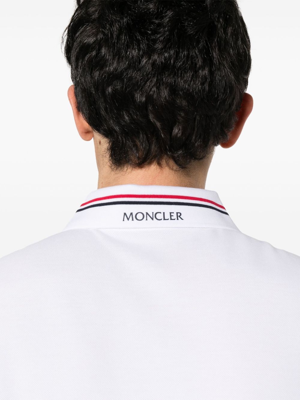 Moncler polo blanc manches courtes blanc logo poitrine - Lothaire