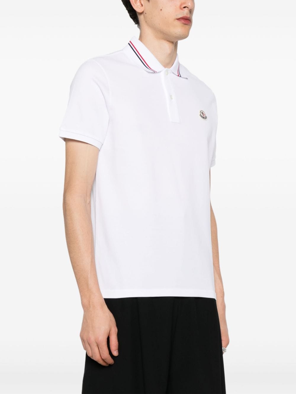 Moncler polo blanc manches courtes blanc logo poitrine - Lothaire