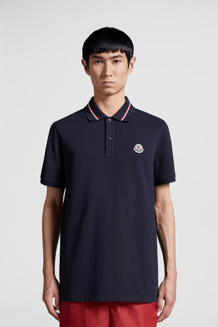 Moncler - Polo Bleu nuit à empiècement logo - Lothaire