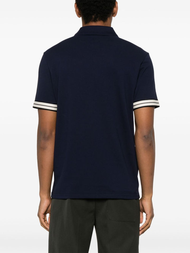 MONCLER - Polo en piqué à patch logo bleu marine - Lothaire