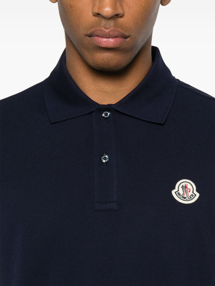 MONCLER - Polo en piqué à patch logo bleu marine - Lothaire