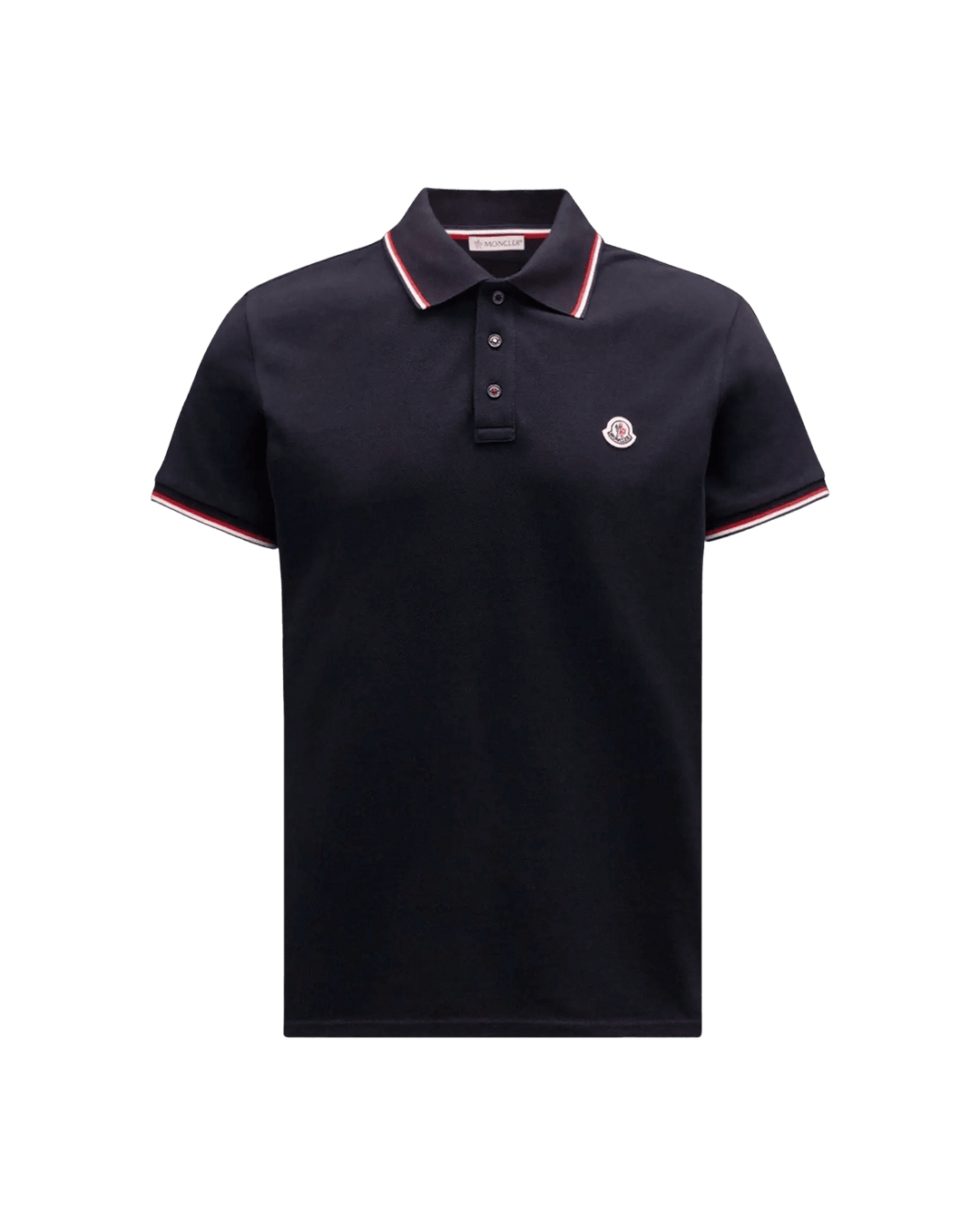 MONCLER - Polo en piqué de coton à bordure tricolore Bleu foncé - Lothaire